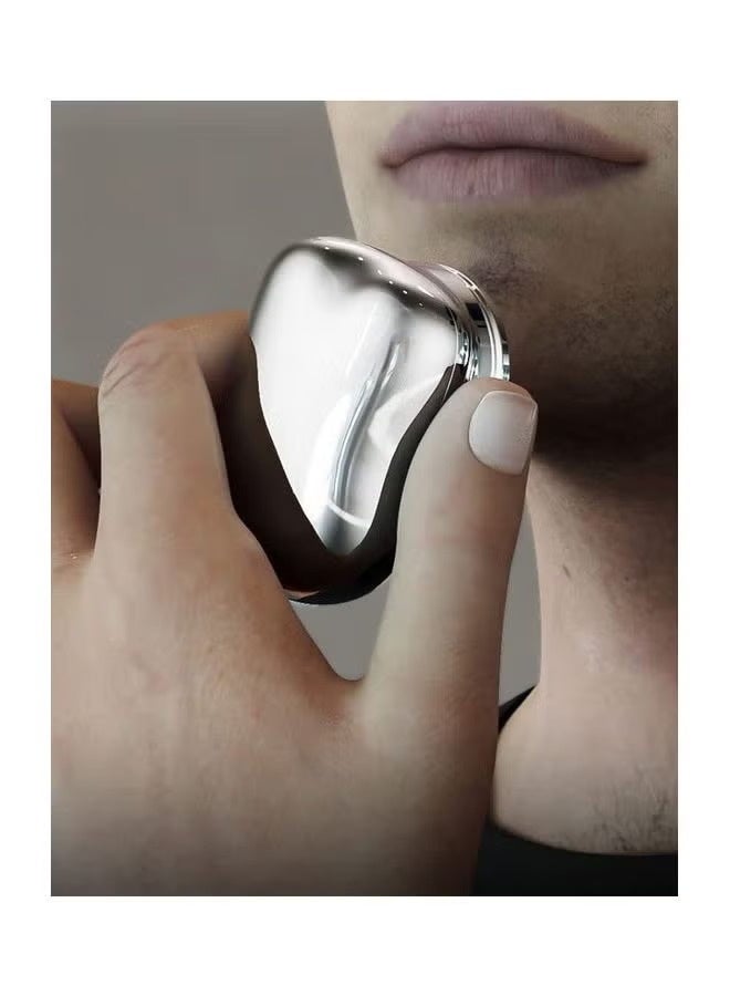 Mini 2023 New Pocket Portable Electric Shaver, Magic USB Rechargeable Travel Razors For Men Shaving Face Silver - Image 2