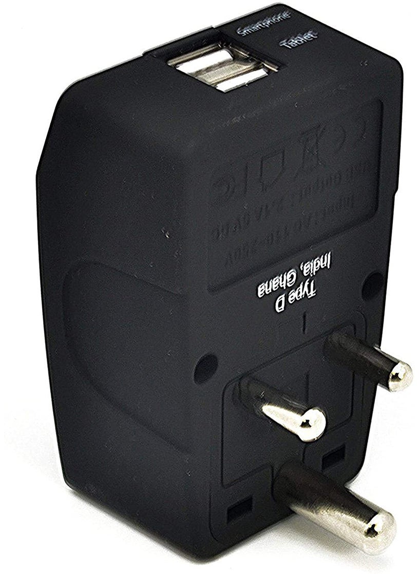 Ceptics Ceptics 4 in 1 USA UK China More to India Type D Travel Adapter Plug Universal Input 2 USB CE Certified RoHS Compliant GP410 Black  - Image 4