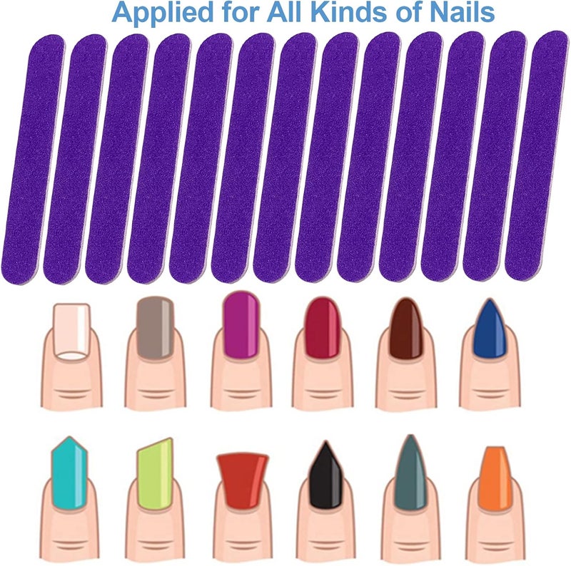 GigaGround Mini Nail Files Bulk (100 Pcs), Double Sided Emery Board Nail File for Nature Nails, Manicure Tool Set Disposable Colorful Nail File for Home Salon Use Travel Size Men Women Kids Wood Board - Image 3