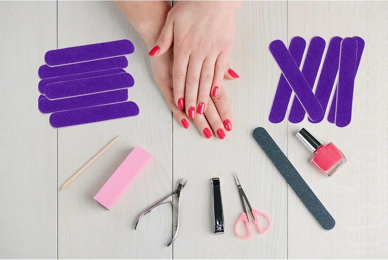 GigaGround Mini Nail Files Bulk (100 Pcs), Double Sided Emery Board Nail File for Nature Nails, Manicure Tool Set Disposable Colorful Nail File for Home Salon Use Travel Size Men Women Kids Wood Board - Image 5