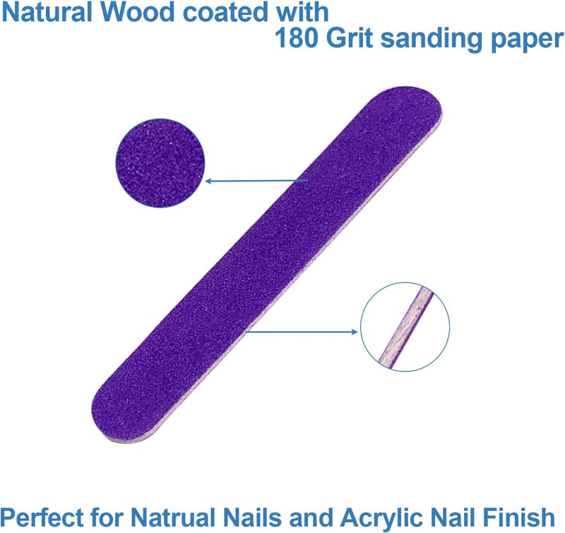 GigaGround Mini Nail Files Bulk (100 Pcs), Double Sided Emery Board Nail File for Nature Nails, Manicure Tool Set Disposable Colorful Nail File for Home Salon Use Travel Size Men Women Kids Wood Board - Image 2
