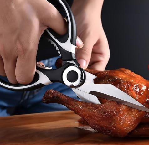 Kitchen Scissor with Cap for General Use Heavy Duty Kitchen Raptor Meat Shears Cooking Scissors Stainless Steel Chicken Poultry Fish Pizza Herbs Multi Function Scissors for Food 1 - Image 2