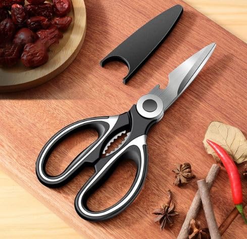 Kitchen Scissor with Cap for General Use Heavy Duty Kitchen Raptor Meat Shears Cooking Scissors Stainless Steel Chicken Poultry Fish Pizza Herbs Multi Function Scissors for Food 1 - Image 1