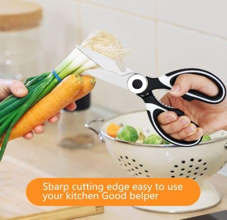 Kitchen Scissor with Cap for General Use Heavy Duty Kitchen Raptor Meat Shears Cooking Scissors Stainless Steel Chicken Poultry Fish Pizza Herbs Multi Function Scissors for Food 1 - Image 4