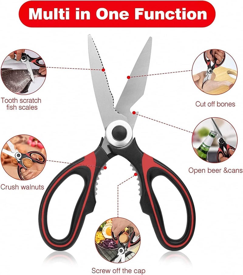 Kitchen Scissor with Cap for General Use Heavy Duty Kitchen Raptor Meat Shears Cooking Scissors Stainless Steel Chicken Poultry Fish Pizza Herbs Multi Function Scissors for Food 1 - Image 5