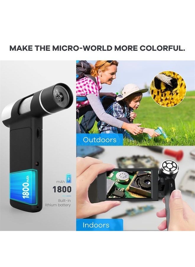 Andonstar - AD203 Handheld Digital Microscope, Portable Pocket Microscope with 4 inch Screen for Kids and Adults, Black, Electronic FHD Video Microscope, Supports Windows Mac PC, USB Coin Microscope - Image 1
