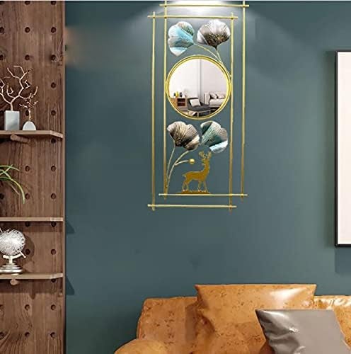 Abhsant Bathroom Mirror, 3DMetal Ginkgo Leaf & Deer Design Wall Mounted Mirror, Vanity Wall Mirror Metal Frame for Bedroom,Entryway,Living Room - Image 4