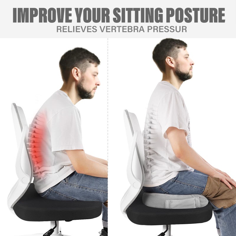 WAOAW Seat Cushion, Office Chair Cushions Butt Pillow for Long Sitting, Memory Foam Chair Pad for Back, Coccyx, Tailbone Pain Relief (Grey) - Image 4