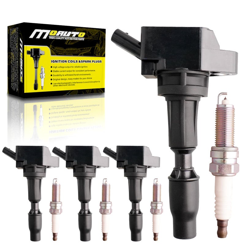 MOAUTO Set of 4 Ignition Coils Pack UF764 273002GGA0 4 PCS Iridium Spark Plugs Compatible with Hyundai Sonata Santa Fe Tucson Kia Optima Sorento Sportage 20L 24L L4