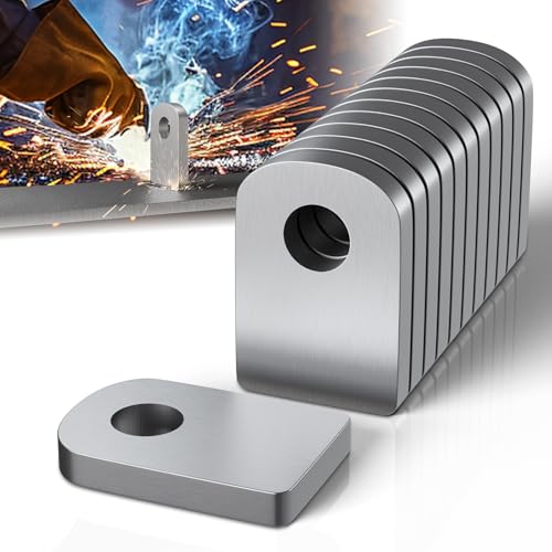 Dabolang 12 Pcs Weld on Tabs with Holes, Weld on Steel Gussets, Weld on Shock Mounts, Weld on Zip Tie Tab, Weld on Light Tabs, 1" x 1.5" Square Steel Gussets for Welding- 0.2" Thick - Image 1