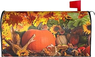 Ouqiuwa Ouqiuwa Leaves Thanksgiving Pumpkin Welcome Magnetic Mailbox Cover, Mailbox Wrap Decorative for Garden Yard Home 21x18  - Image 1