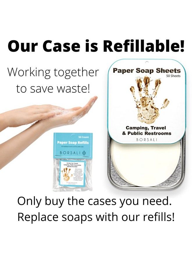 BORSALI Paper Soap Sheets For Travel Portable Dissolvable Dry Soap Sheets; For Camping Travel Public Restrooms; 2 Cases With 50 Sheets Each And 3 Refills To Go; - Image 3
