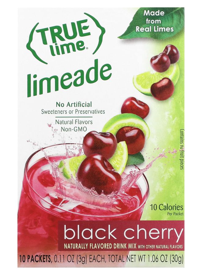 True Lime عصير الليمون الأسود الكرز 10 عبوات 0.11 أونصة (3 جرام) لكل منها