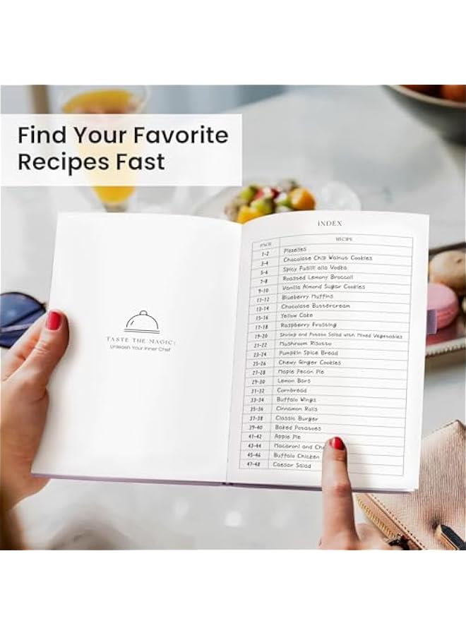 Arabest Recipe Book to Write in Your Own Recipes, Aesthetic Personal Blank Recipes Cook Book Journal with 70 Recipes, Family Recipe Book, Recipe Notebook to Organize Your Recipes - 5.3 x 8.2, Purple  - Image 4