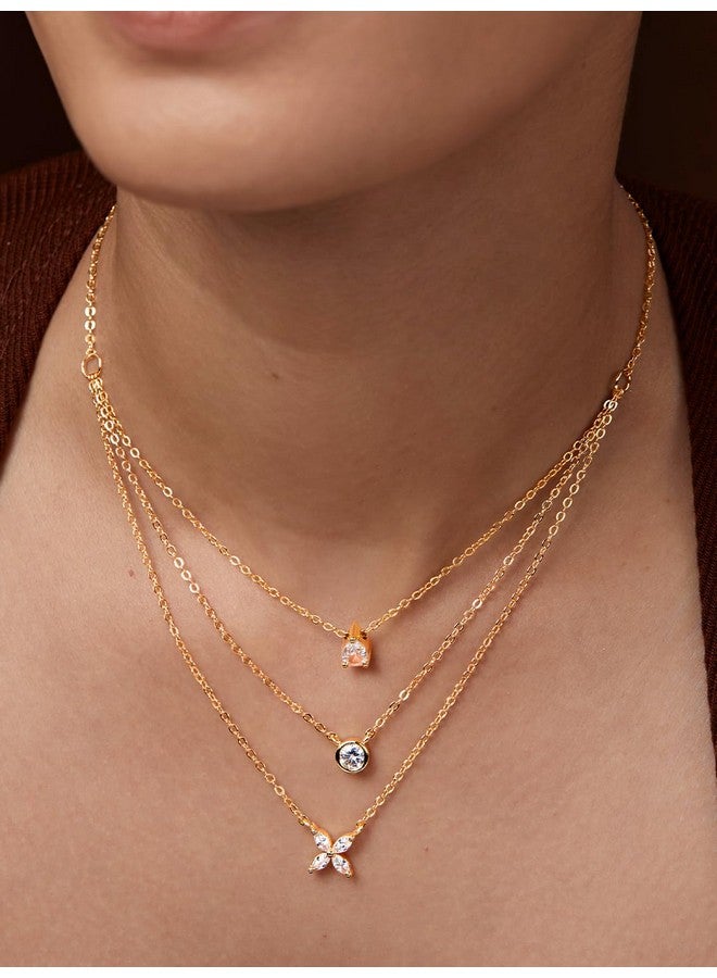 MINUTIAE Latest Multilayer Three Layer Western Multi Shape Diamond Neckpiece Neck Chain Necklace for Women and Girls - Image 4