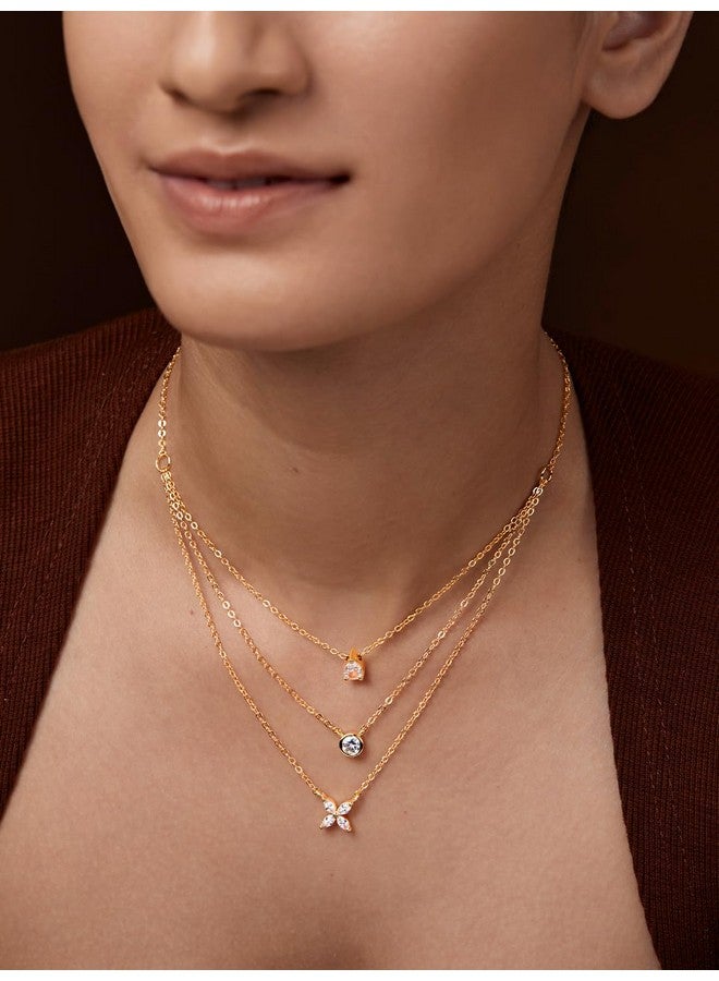 MINUTIAE Latest Multilayer Three Layer Western Multi Shape Diamond Neckpiece Neck Chain Necklace for Women and Girls - Image 5