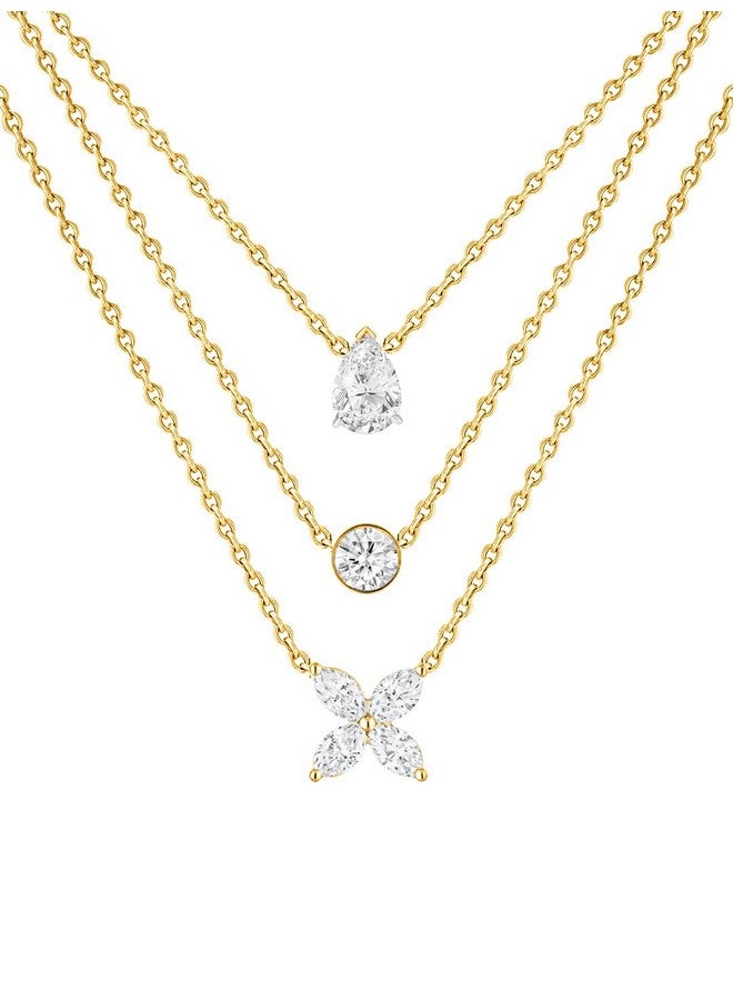 MINUTIAE Latest Multilayer Three Layer Western Multi Shape Diamond Neckpiece Neck Chain Necklace for Women and Girls - Image 1