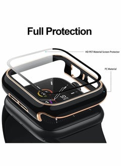 Y&D Cases Compatible with Apple Watch Series 7 41mm, 2Pcs Tempered Glass Screen Protector Electroplated Rose Gold Edge Slim Case Cover for Women Men(Black/White)  - Image 3