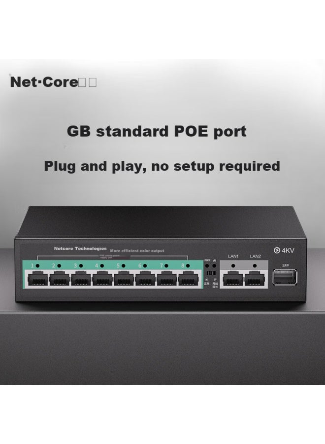 Netcore Sg10p Gigabit Cascading Poe Switch, 8-port 100mbps Poe + 2-port Gigabit + 1 Sfp Optical Port, Enterprise-grade Surveillance Camera Network Splitter, Power 120w - Image 1