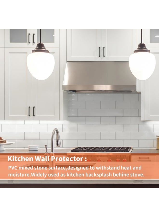 OYASIMI 10- Sheet Polished White Peel and Stick Backsplash, 12''Luxury PVC Ceramic Look Self Stick Subway Tiles, Waterproof Peel and Stick Wall Tiles for Kitchen and Bathrrom - Image 3
