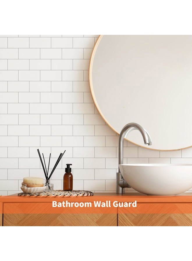 OYASIMI 10- Sheet Polished White Peel and Stick Backsplash, 12''Luxury PVC Ceramic Look Self Stick Subway Tiles, Waterproof Peel and Stick Wall Tiles for Kitchen and Bathrrom - Image 5