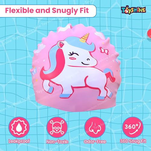 Toyshine Kids Swim Goggles and Swim Hat Child Shark Cute Swimming Kit Cartoon Blue Silicone Waterproof Hat Anti Fog Swim Glasses for Child Boys Girls Age 3-12- Mermaid - Image 5