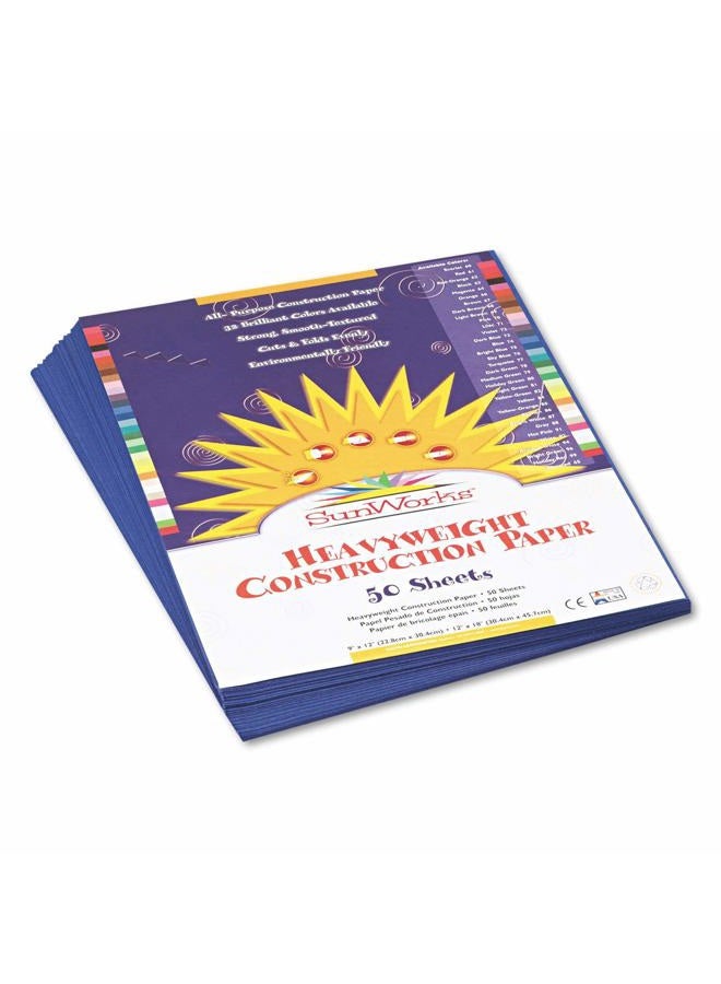 Prang SunWorks Construction Paper, Dark Blue, 9" x 12", 50 Sheets - Image 1