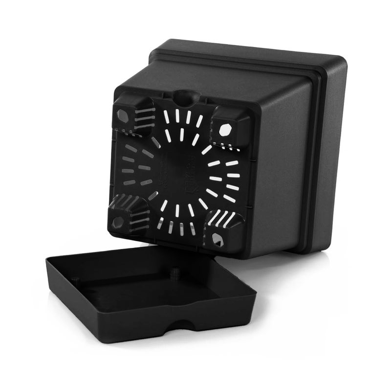 Mintra Square Flower Pot Planter with bottom tray - Plastic | Color - Black | Size - 18x18x18cm | Asthetically Decorate Your Terrace, Garden or Patio. Ideal for outdoor or indoors - Image 2