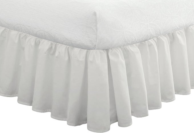 IDEAS BEDDING RUFFLED BED SKIRT CLASSIC 14 DROP LENGTH GATHERED STYLING TWIN WHITE FRE30114WHIT01