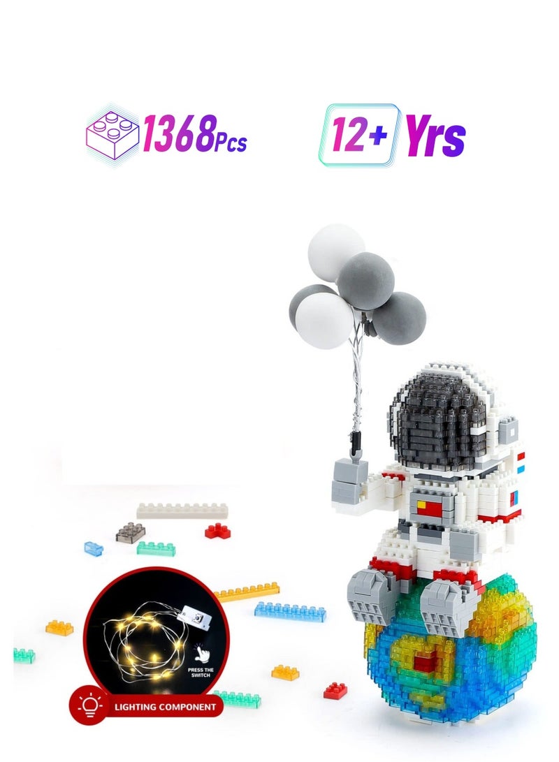 Astronaut Micro Mini Building Sets, Space Model Block Set,1368 PCS with LED Lighting Kit and Small Balloon for Adults and Teens - Image 1