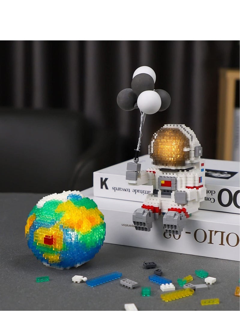 Astronaut Micro Mini Building Sets, Space Model Block Set,1368 PCS with LED Lighting Kit and Small Balloon for Adults and Teens - Image 4