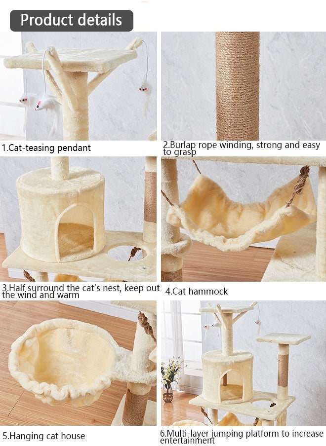 Yolu Wooden Cat Tree 125CM, Multi-Level Activity Cat Tower Furniture for Cats  - Image 3