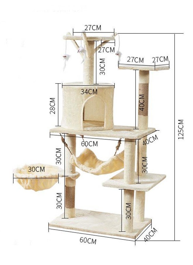 Yolu Wooden Cat Tree 125CM, Multi-Level Activity Cat Tower Furniture for Cats  - Image 2