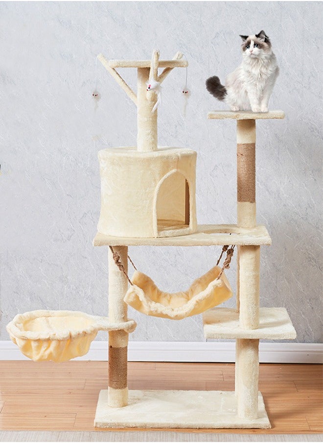 Yolu Wooden Cat Tree 125CM, Multi-Level Activity Cat Tower Furniture for Cats  - Image 4