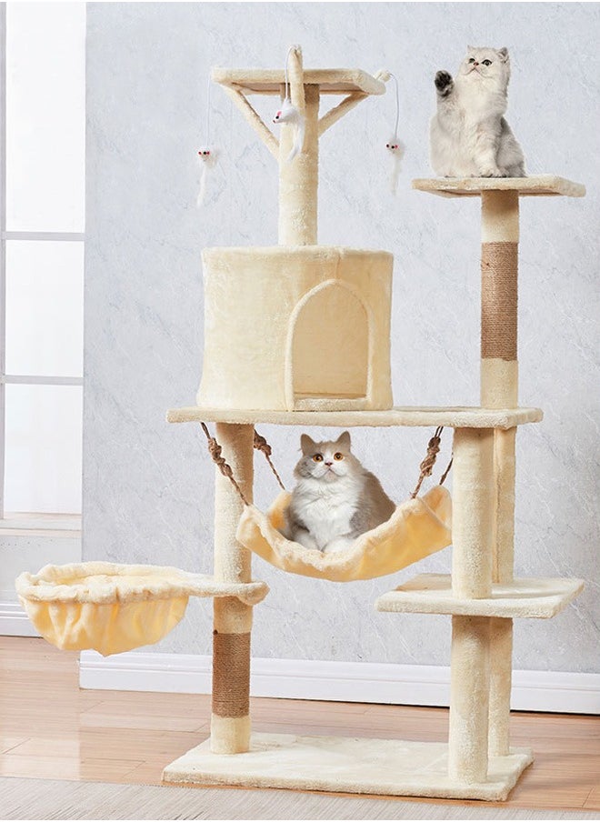 Yolu Wooden Cat Tree 125CM, Multi-Level Activity Cat Tower Furniture for Cats  - Image 5