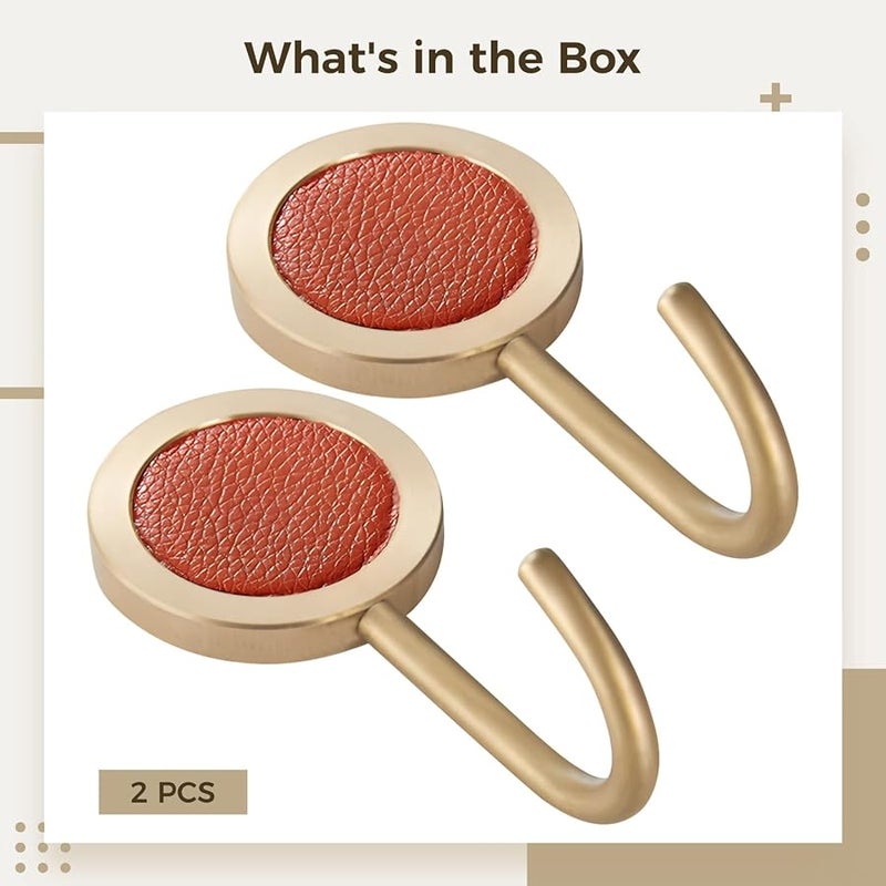 خطافات الحائط اللاصقة النحاسية بدون حفر تركيب رجعي لتعليق الملابس والحقائب - Image 4