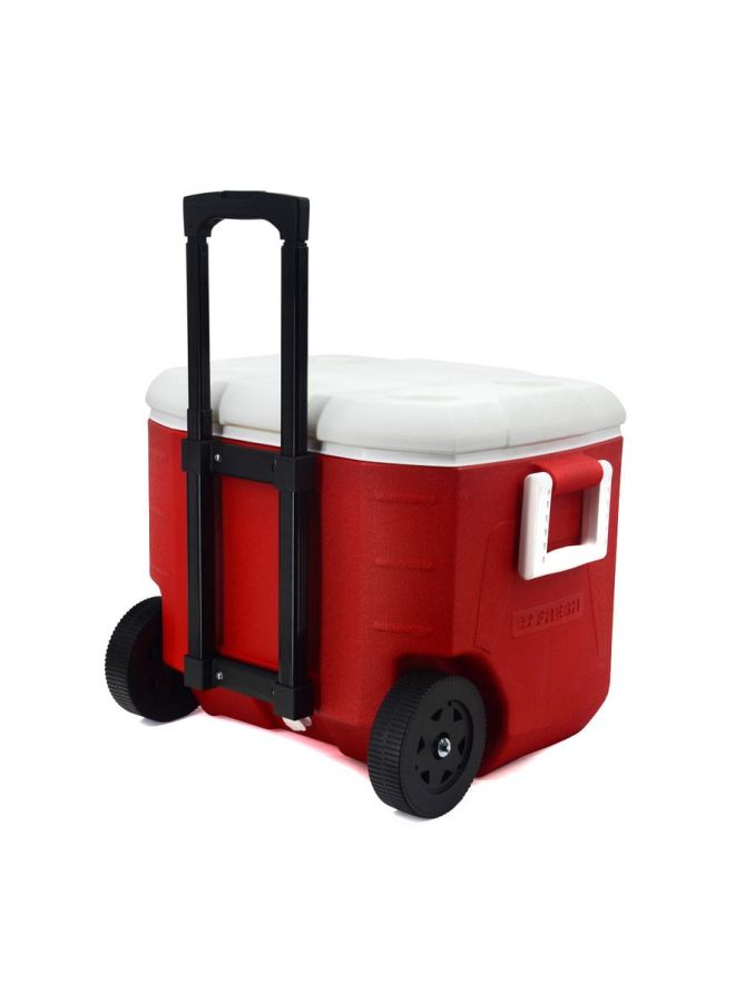 Fresh Beverage Cooler With Handle And Wheel Red/White - Image 2