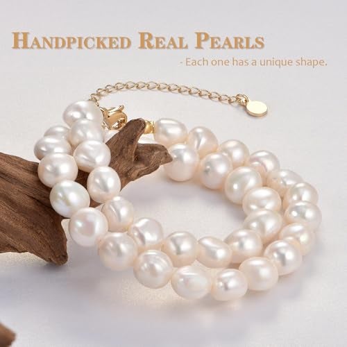 NUZON 10-11MM Baroque Pearl Necklace for Women Chunky Freshwater Pearl Choker Statement White Irregular Beaded Necklaces Birthday Party Jewelry 15''+3'' - Image 5