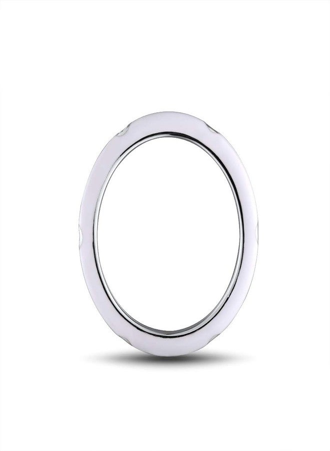 Santuzza Stackable Enamel Ring 925 Sterling Silver Stacking Cubic Zirconia Eternity Colorful Rainbow Band Rings (Small, White, 8) - Image 2