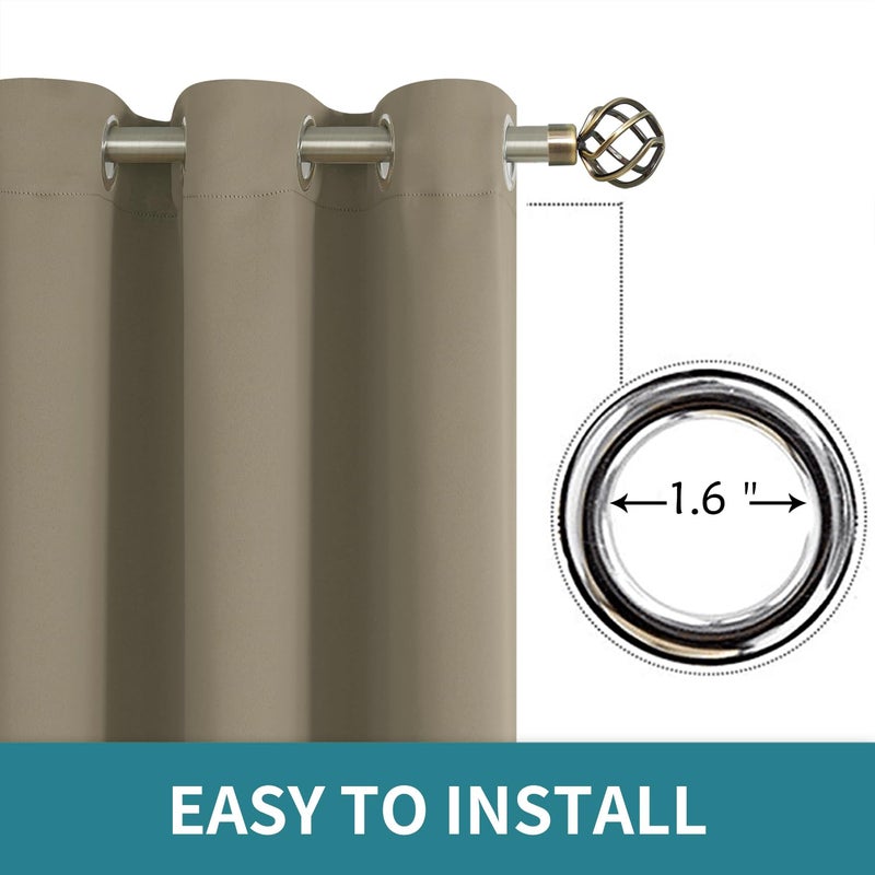 BGment غرفة بئسة الستائر المظلمة 72 بوصة - الستائر الحرارية المعزولة الحرارية ستائر معالجة النافذة لغرفة النوم 2 لوحات 52 × 72 بوصة الكاكاو - Image 5