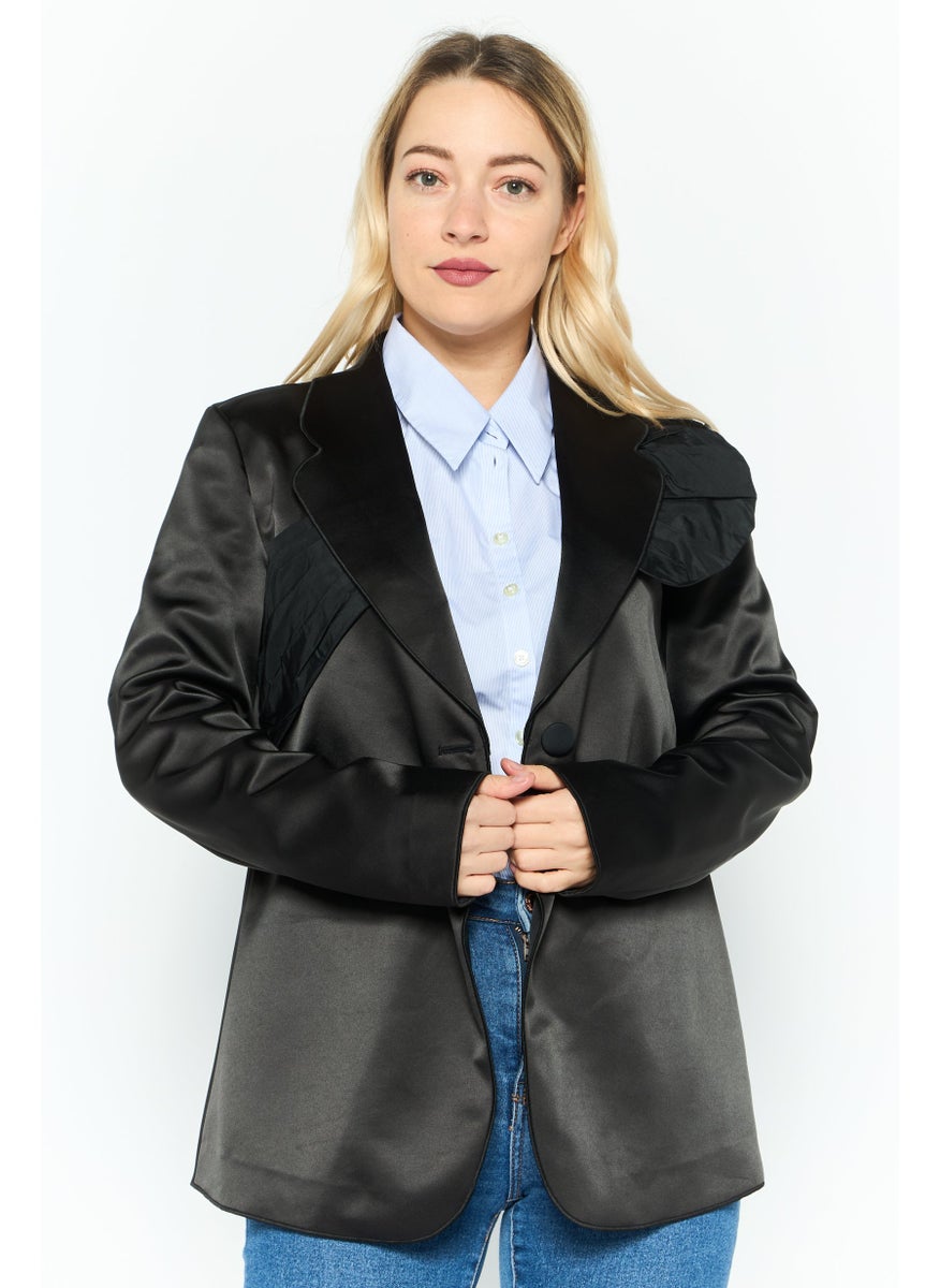 EMPORIO ARMANI - Women Regular Fit Long Sleeve Solid Blazer, Black - Image 1