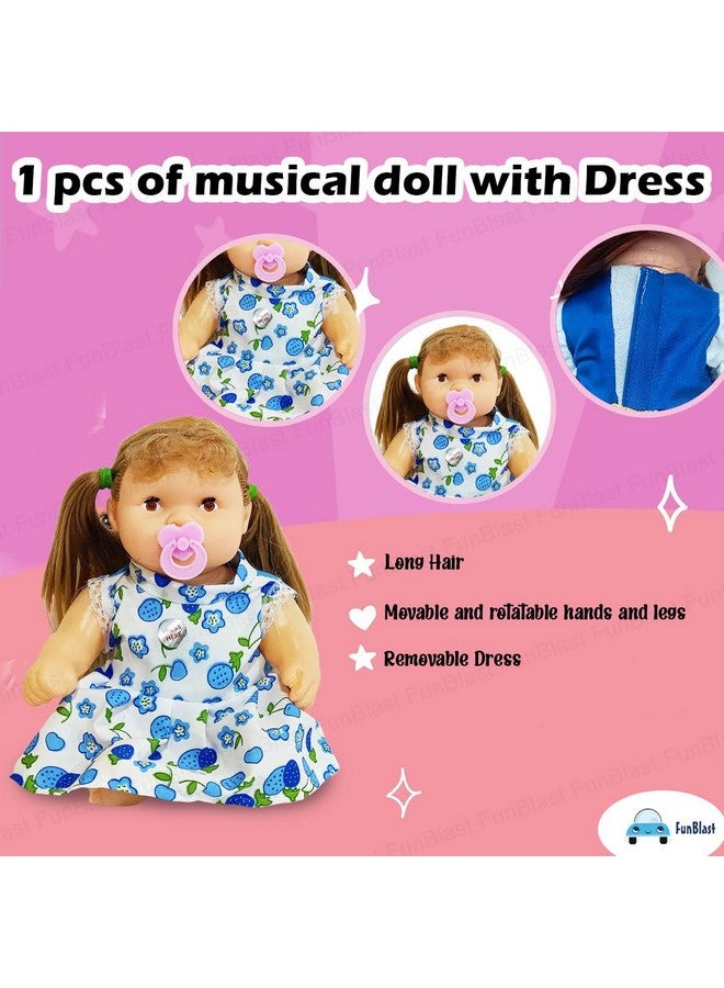فنبلاست دمية فن بلاست للأطفال، دمية فتاة للأطفال، دمية موسيقية للبنات، دمية مزودة بمستشعرات لمس وصوت، دمية موسيقية للأولاد والبنات بعمر 3 سنوات فما فوق، دمية مع فستان (اختيار عشوائي) - Image 2