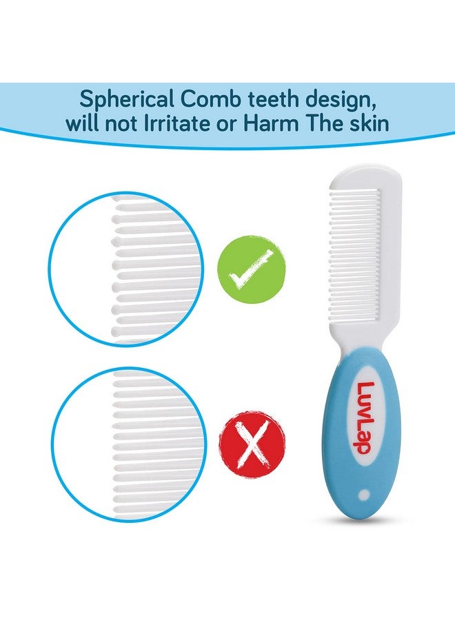 Luvlap مشط أطفال مع أطراف مدورة وفرشاة شعر أطفال بشعيرات طبيعية لحماية أفضل لفروة رأس الطفل (أبيض وأزرق) - Image 2
