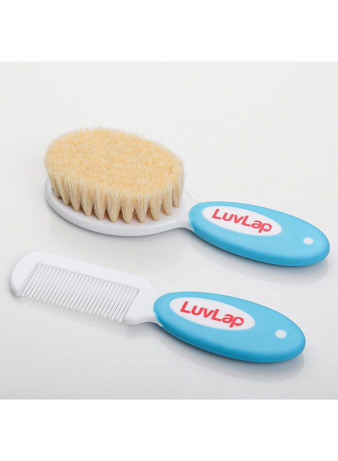 Luvlap مشط أطفال مع أطراف مدورة وفرشاة شعر أطفال بشعيرات طبيعية لحماية أفضل لفروة رأس الطفل (أبيض وأزرق) - Image 4