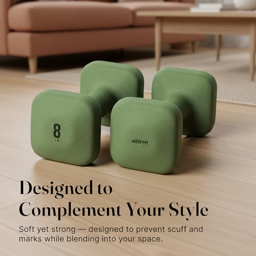 WeGym SafeGrip Square Dumbbells with Anti Slip Handles, Aesthetic Free Weights for Home Workouts, Stable Design Prevents Rolling during Floor Exercises (8LB, Pair Forest) - Image 4