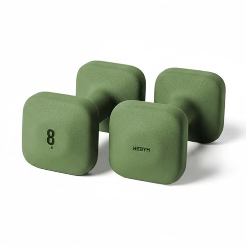 WeGym SafeGrip Square Dumbbells with Anti Slip Handles, Aesthetic Free Weights for Home Workouts, Stable Design Prevents Rolling during Floor Exercises (8LB, Pair Forest) - Image 1