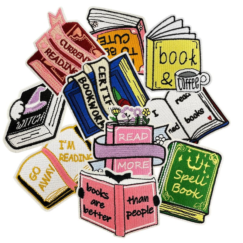 HappFestiv 10 Pcs Cartoon Book Iron OnSew On Patches Reading Embroidered Applique Clothes Backpacks Hats Pants Jackets Jeans Decoration Bachelorette Party Favors DIY Accessories - Image 3