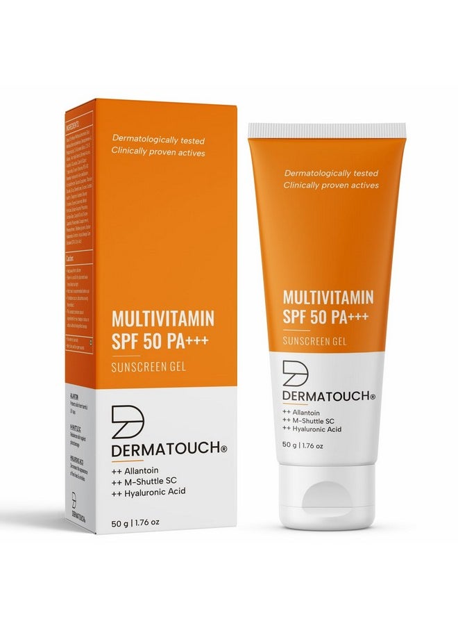 DERMATOUCH Multivitamin Spf 50 Pa+++ Sunscreen Gel For All Skin Types | Uva-Uvb Protection |Zero White Cast | Unisex | 50G  - Image 1