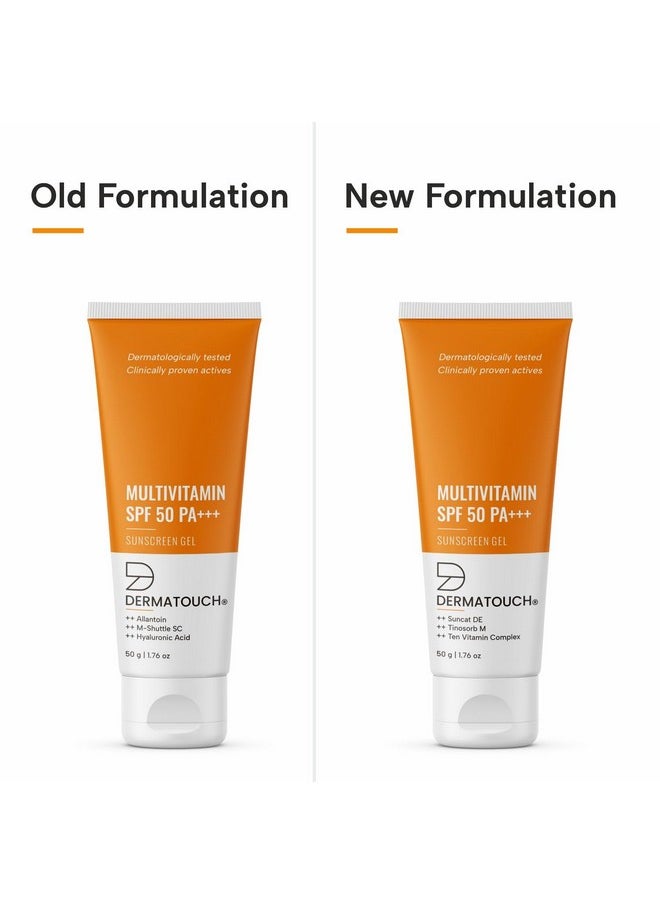 DERMATOUCH Multivitamin Spf 50 Pa+++ Sunscreen Gel For All Skin Types | Uva-Uvb Protection |Zero White Cast | Unisex | 50G  - Image 2