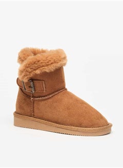 Flora Bella By Shoexpress Girls Plush Detail Slip-On High Cut Boots  - Image 1